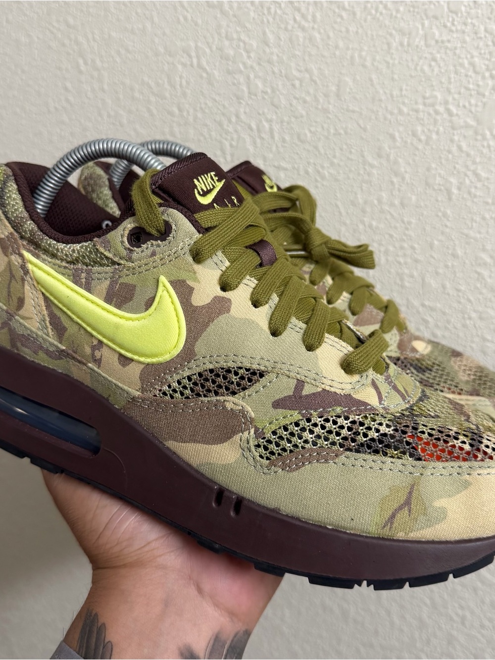 Nike Men's Air Max 1 '86 OG Camo Running Shoes Earth Green Lemon Size 9.5